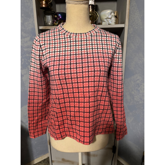 COS Pink Grid Check 100% Cotton Sweater Size Small - Picture 2 of 9